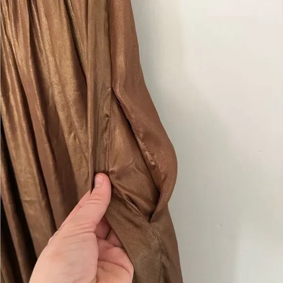 Free People Julie One Piece Strapless Wide Leg Jumpsuit in CopperSize XS